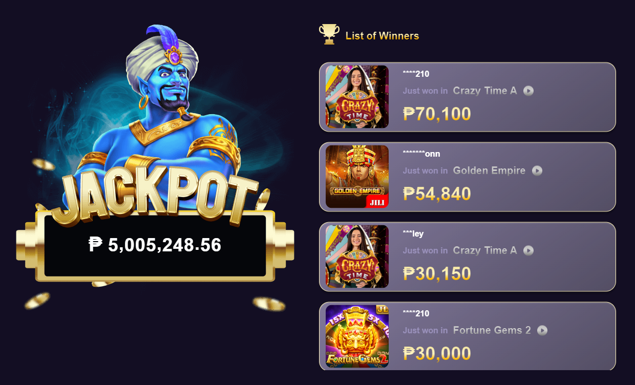 Jackpot with List of Winners